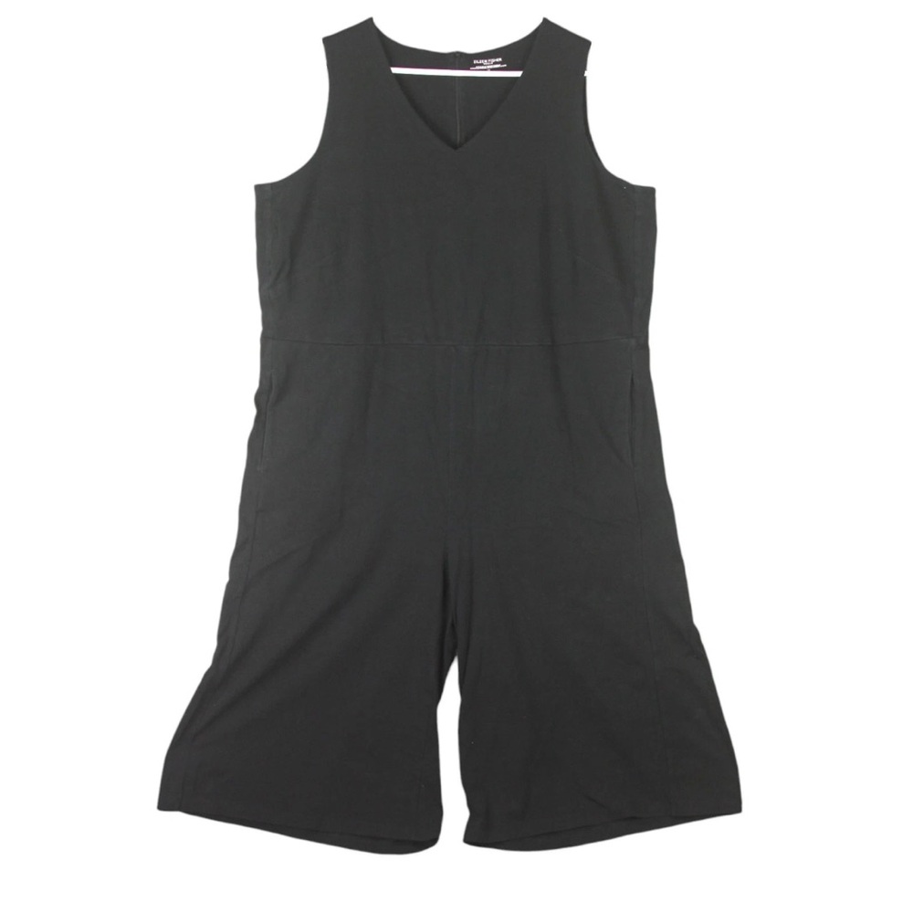EILEEN FISHER Jumpsuit Stretch Wide Leg Crop Sleeveless Black Plus Size 1X